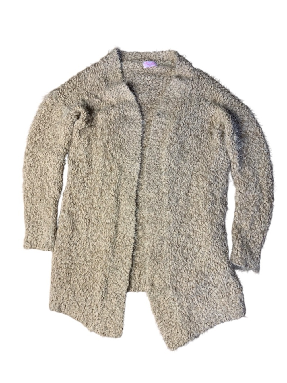 Pink Lily Popcorn Knit Oversized Cardigan in Oatmeal - Small